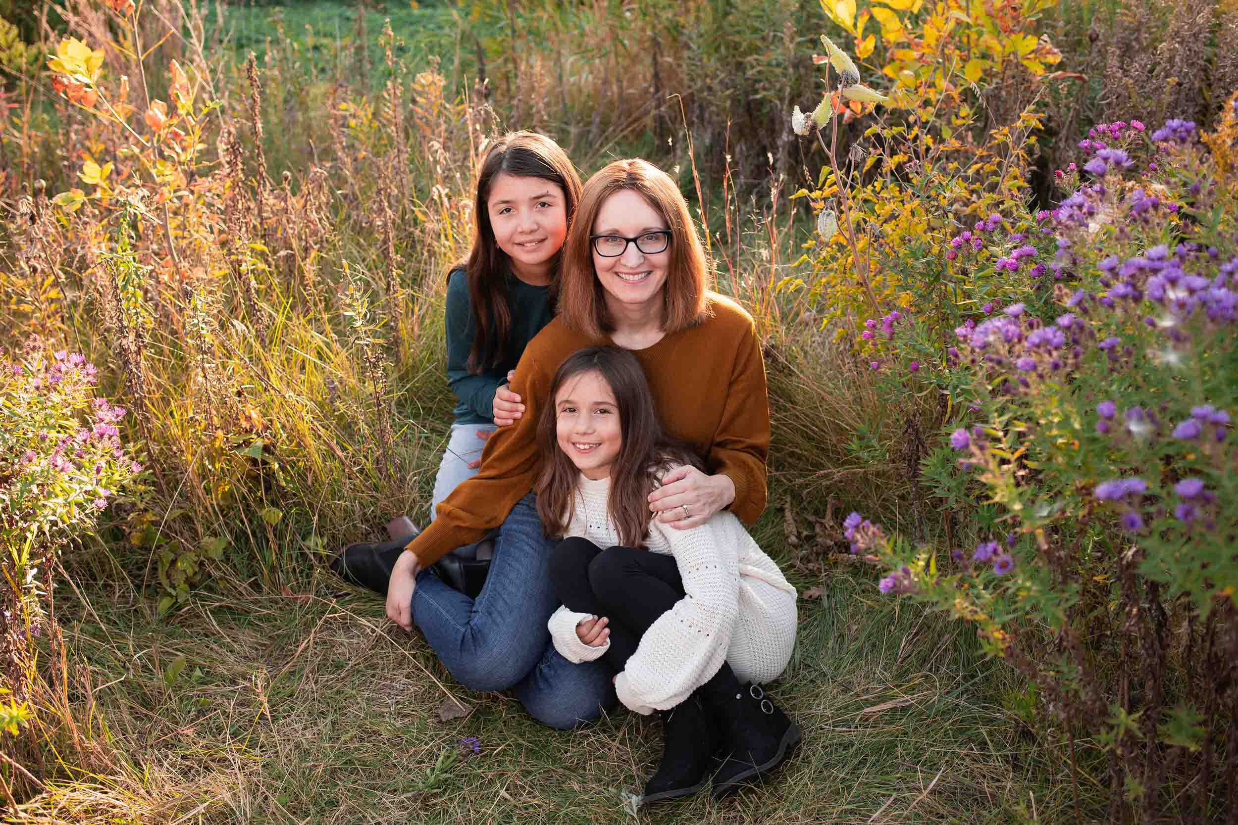 mom and two daughters for fall mini session family photography locations in minneapolis